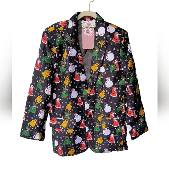 You Look Ugly Today Men's Christmas Festive Holiday Suit W/ Matching Tie, S, NWT - Picture 15 of 15